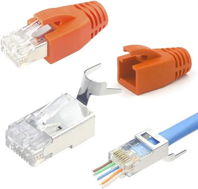 Alt view image 2 of 5 - VCE 25-Pack UL Listed RJ45 Cat6A Keystone Jack Bundle with 30-Pack Shielded Cat7/Cat6a RJ45 Pass Through connectors