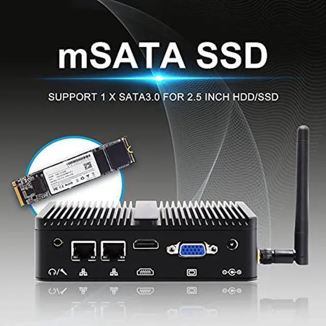 Alt view image 5 of 5 - WEIDIAN Mini PC Fanless Mini Desktop Celeron DDR4 8GB RAM, 128GB SSD, Desktop Computer, Dual LAN, BT, Mini Desktop Computer with HD/VGA Port, Windows 11 Pro Fanless Mini Desktop PC