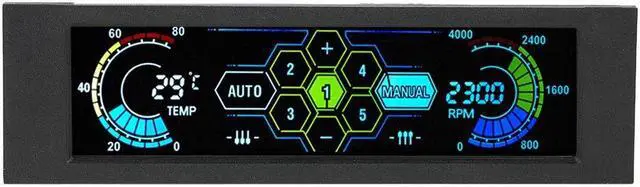 Main image of Wscoficey Fan Controller Temperature Monitor Automatic Speed Control LCD Front Panel STW 5.25" 5 Channel Touchscreen for Computer Cooling Fans