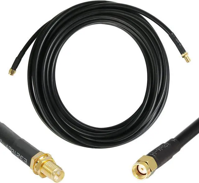 Main image of WIZACE 25 ft RP-SMA Male to RP-SMA Female S-MR240 Extension Cable (50 Ohm), Pure Copper Low-Loss Coax Jumper for WiFi Router Wireless Network Card Security IP Camera Hotspot Miner to Antenna
