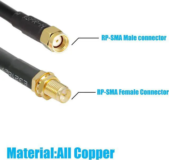 Alt view image 2 of 5 - WIZACE 25 ft RP-SMA Male to RP-SMA Female S-MR240 Extension Cable (50 Ohm), Pure Copper Low-Loss Coax Jumper for WiFi Router Wireless Network Card Security IP Camera Hotspot Miner to Antenna
