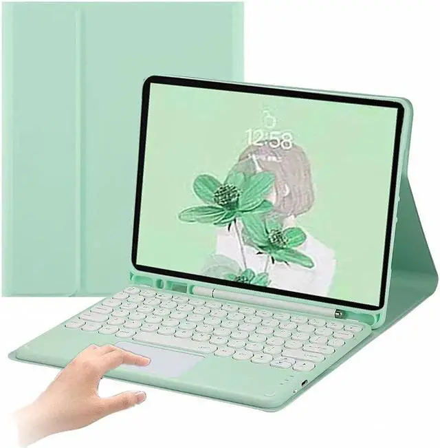 Main image of AnMengXinLing iPad Keyboard Case for iPad 2018 (6th Gen) - iPad 2017 (5th Gen) - iPad Pro 9.7 - iPad Air 2&1-Touchpad Detachable Keyboard with Pencil Holder -Slim Leather Folio Smart Cover