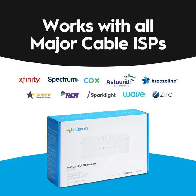 Alt view image 2 of 5 - Hitron CODA DOCSIS 3.1 Modem | Pairs with Any WiFi Router or Mesh WiFi | Certified with Comcast Xfinity, Charter Spectrum, Cox | 10x Faster Than DOCSIS 3.0 | Cable Modem with 2X 1 Gbps Ethernet Ports