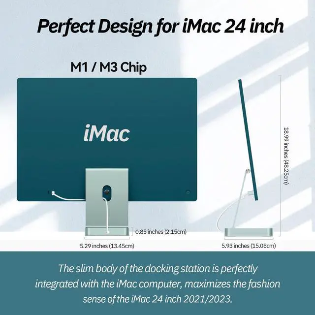 Alt view image 4 of 5 - USB C Hub for iMac 24 inch 2021/2023, Minisopuru USB Hub Adapter Support M.2 NVMe SSD, iMac USB Hub for iMac M1/M3, iMac Accessories with USB C 10Gbps, USB A 3.2, SD/TF, M.2 SSD(Not Included), Green.