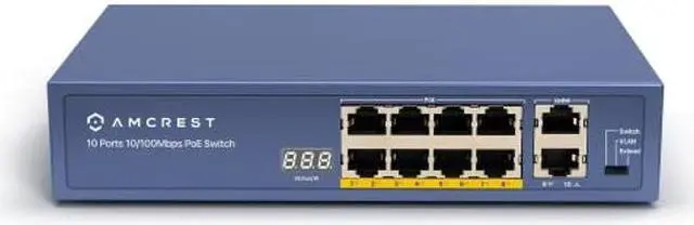 Main image of Amcrest 9-Port POE+ Power Over Ethernet POE Switch with Metal Housing, 8-Ports POE+ 802.3at 96w (AMPS9E8P-AT-96)