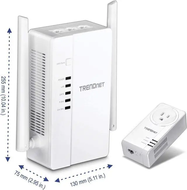 Alt view image 4 of 5 - TRENDnet Wi-Fi Everywhere Powerline 1200 AV2 Dual-Band AC1200 Wireless Access Point Kit, Includes 1 x TPL-430AP and 1 x TPL-423E, 3 x Gigabit Ports, Easy Installation, White, TPL-430APK
