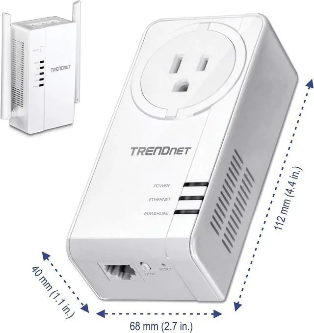 Alt view image 5 of 5 - TRENDnet Wi-Fi Everywhere Powerline 1200 AV2 Dual-Band AC1200 Wireless Access Point Kit, Includes 1 x TPL-430AP and 1 x TPL-423E, 3 x Gigabit Ports, Easy Installation, White, TPL-430APK