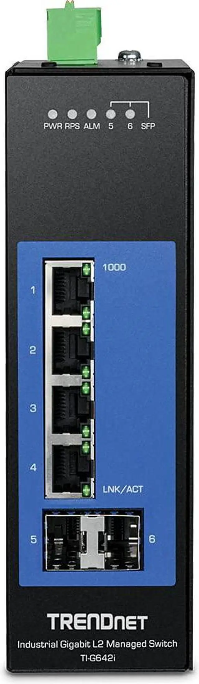Alt view image 2 of 4 - TRENDnet, 6-Port Industrial Gigabit L2 Managed DIN-Rail Switch, 4 X Gigabit Ports, 2 X SFP Slots, DIN-Rail Mount, IP30, Vlan, Qos, Lacp, STP/Rstp, Bandwidth Management, Lifetime Protection, TI-G642i