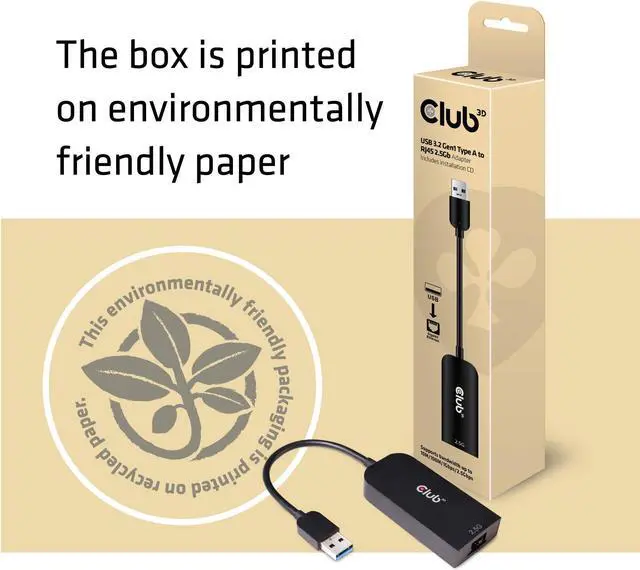 Alt view image 4 of 5 - Club 3D CAC-1420 USB 3.2 Gen1 Type C to RJ45 2.5Gbps Adapter M/F