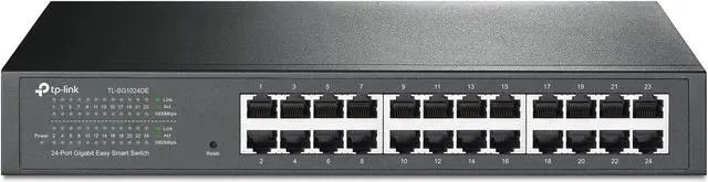 Main image of TP-Link 24 Port Gigabit Switch Easy Smart Managed Plug & Play Desktop/Rackmount Sturdy Metal w/ Shielded Ports Support QoS, Vlan, IGMP & LAG (TL-SG1024DE),Black