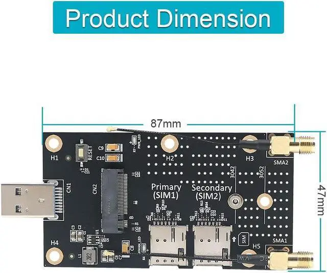 Alt view image 2 of 5 - NGFF(M.2) to USB 3.0 Adapter with Dual Nano SIM Card Slot