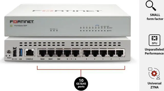 Alt view image 2 of 5 - Fortinet FortiGate 60F Hardware - Next-Gen Firewall Protection & Security