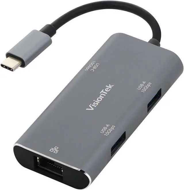 Main image of VisionTek USB-C Hub with Ethernet, 2X USB-A, 1x USB-C for MacBook, Windows, Chromebook - Portable Bus Powered Adapter