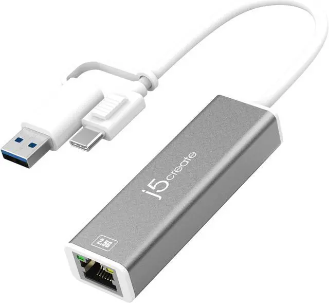 Main image of j5create USB-C to 2.5 Gigabit Ethernet Adapter, 3-15/16", Space Gray, JCE145C