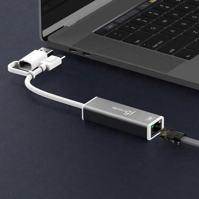 Alt view image 4 of 5 - j5create USB-C to 2.5 Gigabit Ethernet Adapter, 3-15/16", Space Gray, JCE145C