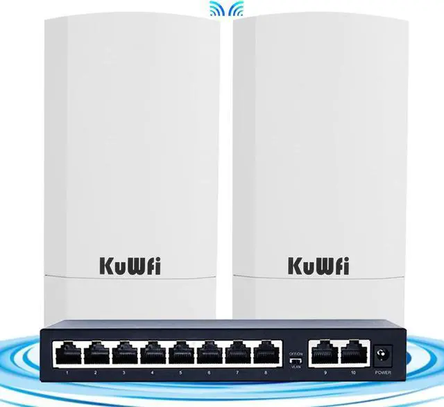 Main image of KuWFi Bundle of Goods 2.4G Wireless WiFi Bridge and 10 Ports Gigabit Ethernet Network Switch