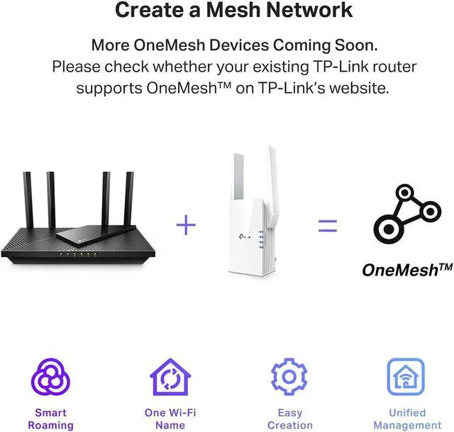 Alt view image 5 of 5 - TP-Link AX1800 WiFi 6 Extender(RE605X)-Internet Booster, Covers up to 1500 sq.ft and 30 Devices,Dual Band Repeater up to 1.8Gbps Speed, AP Mode, Gigabit Port