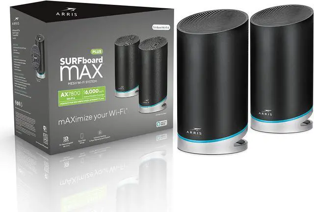 Main image of ARRIS Surfboard mAX Plus AX7000 Mesh Tri-Band WiFi 6 Router System. WiFi Coverage of up to 6,000 sq ft Homes. (W130)