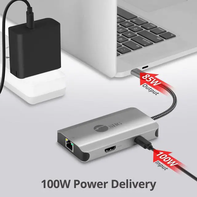 Alt view image 4 of 5 - SIIG 5-in-1 USB C Hub, 4K 30Hz HDMI Output/Ethernet 1Gbps/ 2X USB-A 5Gbps/ PD 100W USB-C for MacBook, Windows(Intel/AMD/Snapdragon), Chromebooks and USB Devices (JU-H30L11-S1)