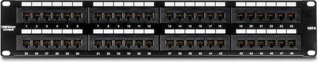 Alt view image 5 of 5 - TRENDnet 48-Port Cat6 Unshielded Patch Panel, Wallmount or Rackmount, Compatible with Cat3,4,5,5e,6 Cabling, for Ethernet, Fast Ethernet, Gigabit Applications, Black, TC-P48C6