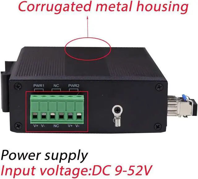 Alt view image 5 of 5 - OLYCOM Harsh Outdoor 5-Port Gigabit Ethernet Fiber Converter, Industrial DIN-Rail Network Switch, 100/1000Base-T to LC, Up to 20KM(with SFP Transceiver), IP40, Extreme Heat -40° 85°C (-40° 185°F)