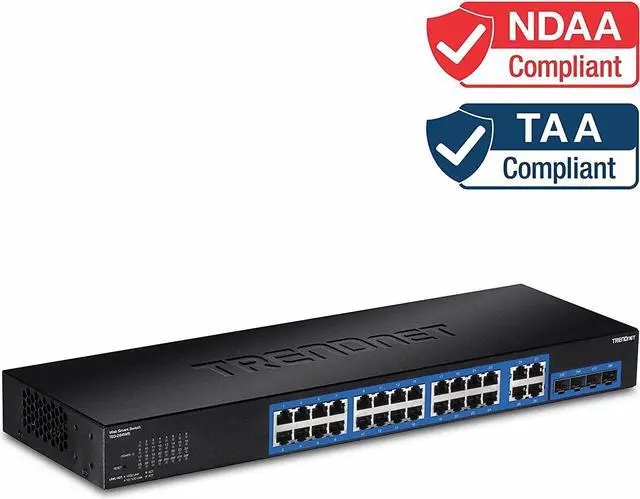 Alt view image 5 of 5 - TRENDnet 28-Port Gigabit Web Smart Switch, 24 x Gigabit Ports, 4 x Shared Gigabit Ports (RJ-45/SFP), VLAN, QoS, LACP, IPv6, 56Gbps Switching Capacity, Lifetime Protection, TEG-284WS,Black