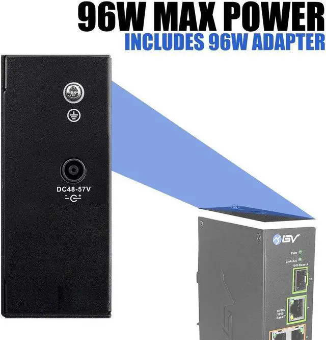 Alt view image 3 of 5 - BV-Tech 8 Port PoE Switch with 1 Gigabit Uplink and Industrial DIN Rail - Power Over Ethernet Network Switch for IP Cameras, VoIP Phones, Wireless APs - IEEE802.3af/at, Wide Temperature Range