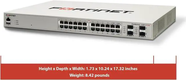 Alt view image 3 of 5 - Fortinet FortiSwitch - 124F-FPOE L2+ Managed PoE Switch with 370W PoE (FS-124F-FPOE)