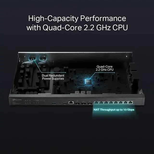 Alt view image 2 of 5 - TP-Link ER8411 | Enterprise Wired 10G VPN Router | Up to 10 WAN Ports | High Network Capacity | SPI Firewall | Support Omada SDN | Load Balance | Lightning Protection | 5 Year Manufacturer Warranty