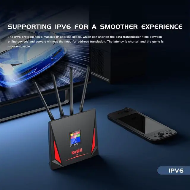 Alt view image 2 of 5 - KuWFi 4G Router with sim Card Slot, 4g Router Unlocked Equipped with 2GB Free Data Support 4G to WiFi/4G to Wired Port Forwarding High gain 4pcs External Antennas for Long Range 4G Signal