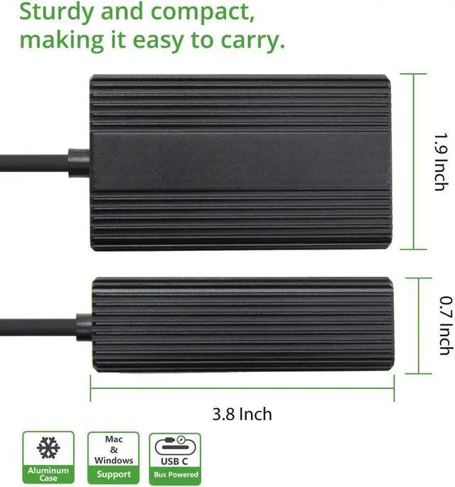 Alt view image 3 of 4 - IO CREST USB-C Type C 3.1 2.5 Gigabit Ethernet Adapter LAN RJ-45 10/100/1000/2500 (SD-ADA24064)