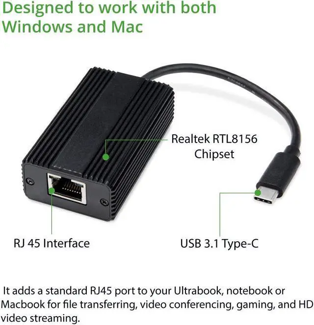 Alt view image 2 of 4 - IO CREST USB-C Type C 3.1 2.5 Gigabit Ethernet Adapter LAN RJ-45 10/100/1000/2500 (SD-ADA24064)