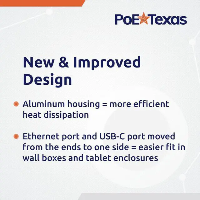 Alt view image 5 of 5 - PoE Texas Gigabit PoE+ to USB-C 3.0 Power and Data Delivery for 25w Tablets - 802.3at Power Over Ethernet Adapter - Active PoE Adapter for iPad Pro 12.9, Surface Go, Galaxy Tab at POS Stations, Kiosks