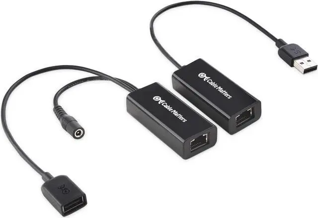 Main image of Cable Matters USB Over Ethernet Extender with Power Adapter up to 150 ft - Full USB 2.0 Support for Keyboard, Mouse, Webcam, and More