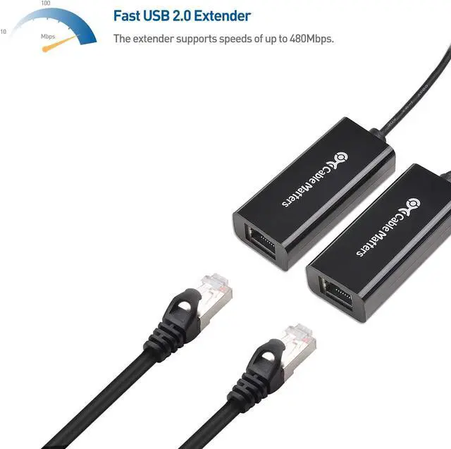 Alt view image 4 of 5 - Cable Matters USB Over Ethernet Extender with Power Adapter up to 150 ft - Full USB 2.0 Support for Keyboard, Mouse, Webcam, and More