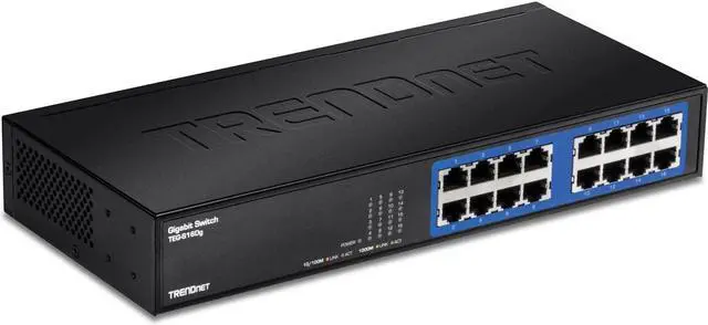 Main image of TRENDnet 16-Port Unmanaged Gigabit GREENnet Desktop Metal Switch, Ethernet Splitter, Fanless,16 x RJ-45 Ports, 32 Gbps Forwarding Capacity, TEG-S16DG