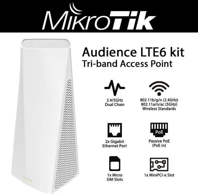 Alt view image 2 of 2 - Mikrotik Audience Tri-Band LTE6 2.4GHz/High 5GHz/ Low 5GHz Home Access Point with LTE (US Version)