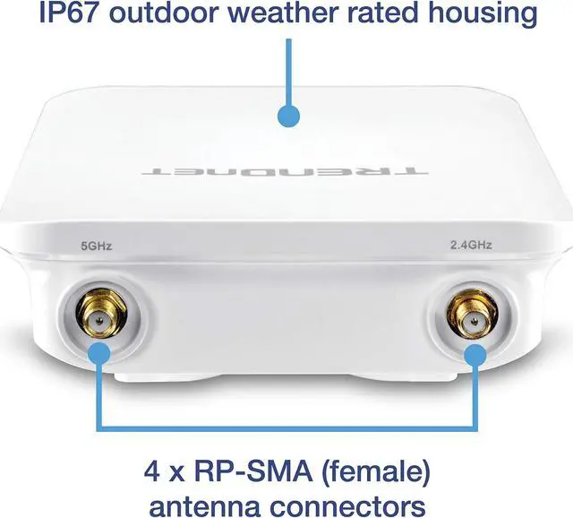 Alt view image 5 of 5 - TRENDnet 5 DBI Wireless AC1300 Outdoor PoE+ Omni-Directional Access Point, TEW-841APBO, 4 X 5 DBI Omni Directional Antennas, Point-to-Point & Point-to-Multi-Point WiFi Bridging, IEEE 802.3AT PoE+