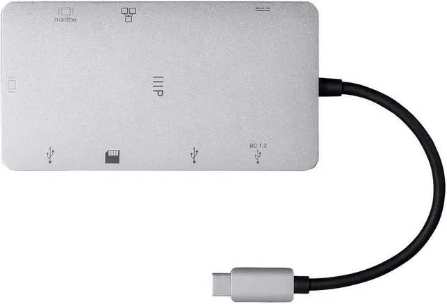 Alt view image 4 of 5 - Monoprice USB-C Travel Dock - Silver with HDMI, VGA, Gigabit Ethernet, 2-Port USB 3.0, SD/MicroSD Reader, USB-C 100W PD 3.0 - Consul Series