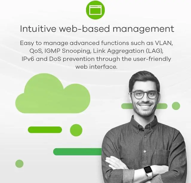 Alt view image 5 of 5 - Zyxel 24-Port PoE Gigabit Switch | Smart-Managed | 24x PoE+ @170W | 2x SFP | Rackmount [GS1900-24HPV2]
