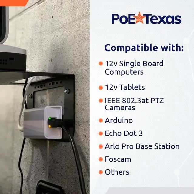 Alt view image 3 of 5 - PoE Texas 12 Volt PoE+ - IEEE 802.3at - Splitter Splits Power Over Ethernet to 12v DC & Gigabit Data with Opto-Isolation Protection for 12v 25w Devices, Tablets, Single Board Computers, PTZ Cameras