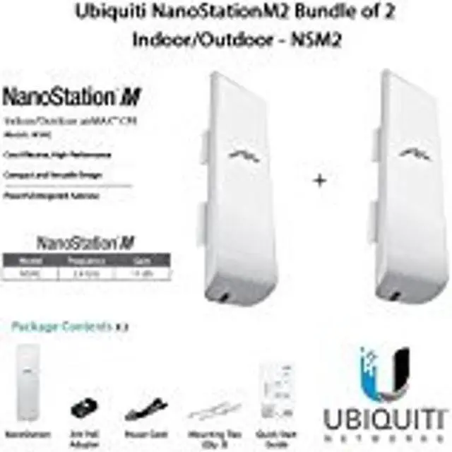 Main image of Ubiquiti NanoStationM2 Bundle of 2 NanoStationM Indoor/Outdoor airMAX CPE Router - NSM2