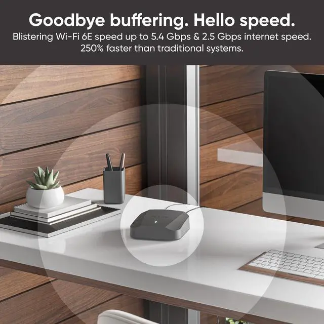 Alt view image 5 of 5 - Wyze AXE5400 Tri-Band Wi-Fi 6E Mesh Router Pro, Covers up to 2000 Sq. Ft, Replaces Legacy Routers for Whole Home Coverage, Supports Wired Backhaul, 1x1 Gbps & 2x1 Gbps Ports - 1 Pack