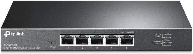Main image of TP-Link TL-SG105-M2 | 5 Port Multi-Gigabit Unmanaged Network Switch, Ethernet Splitter | 2.5G Bandwidth | Plug & Play | Desktop/Wall-Mount | Fanless Metal Design