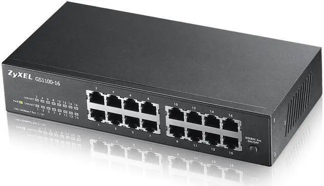Main image of Zyxel 16-Port Gigabit Ethernet Unmanaged Switch - Fanless Design [GS1100-16]