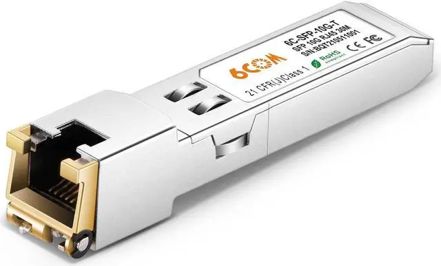 Main image of 6COM 10GBase-T SFP+ Copper Transceiver, 10G SFP 10G-T RJ45 Module up to 30 Meters, Compatible for Ubiquiti UF-RJ45-10G, Netgear AXM765, and Other Open Switches