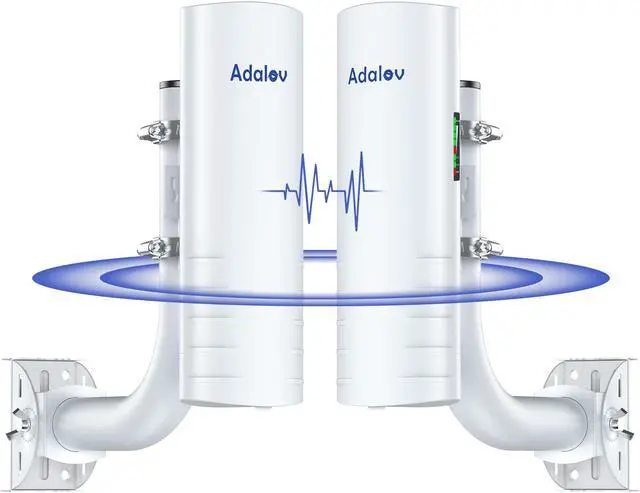 Main image of 5KM Wireless Bridge with 2 x 1Gbs Ports and Bracket Mounts for Network Extend, AdaLov CPE361 Point to Point Wireless Bridges Outdoor with 14DBi high gain Antenna,5.8G WiFi Bridge CPE (2 Pack)
