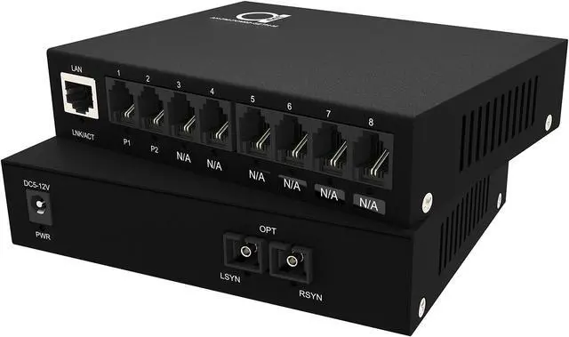 Main image of 2 x POTS RJ11 Telephone and Gigabit Ethernet Over Fiber Converter - Multiplexer - Extender Set of FXS FXO Units - Universal Single and Multimode - 1 km MM (0.6 mi) 20km SM (11.4 mi) - Voice Over Fiber