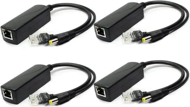 Main image of ANVISION 4-Pack Active 48V to 12V PoE Splitter Adapter, IEEE 802.3af Compliant, 10/100Mbps, for IP Camera AP Voip Phone and More