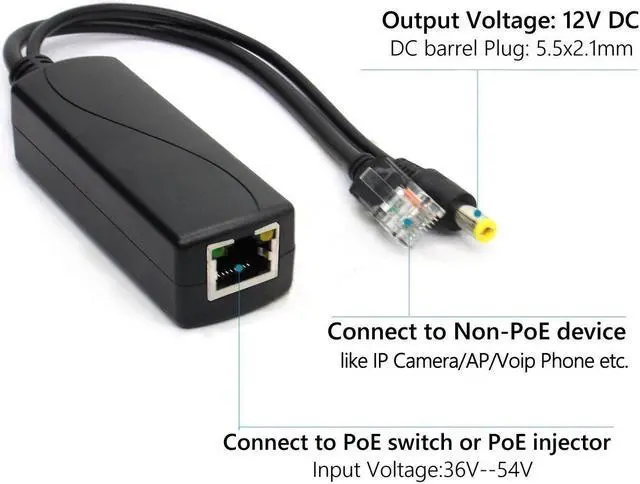 Alt view image 3 of 5 - ANVISION 4-Pack Active 48V to 12V PoE Splitter Adapter, IEEE 802.3af Compliant, 10/100Mbps, for IP Camera AP Voip Phone and More